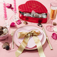 Heart-shaped red tin chocolate gift from Bonnie & Pop