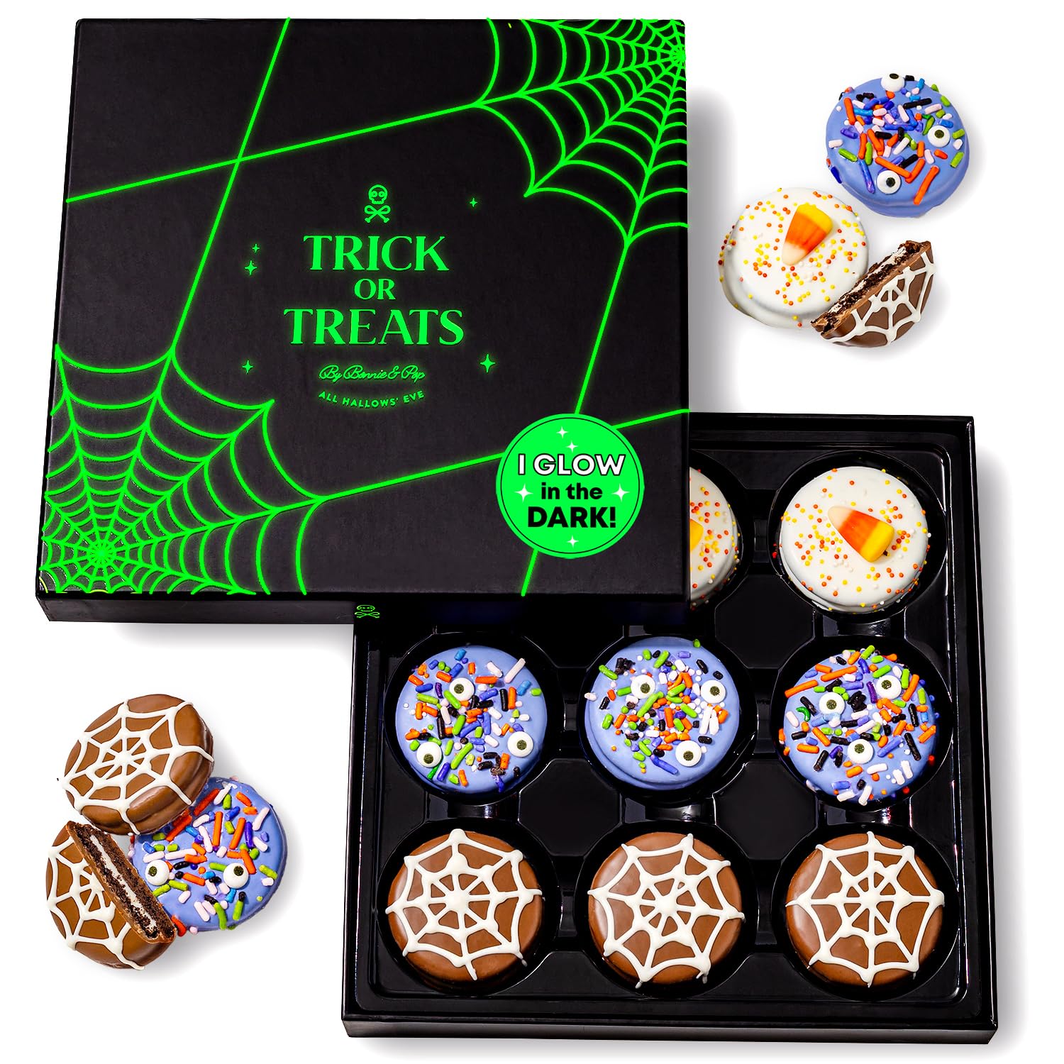 Halloween Chocolate Sandwich Cookies Gift Box, Glow-in-the-Dark – Bonnie and Pop