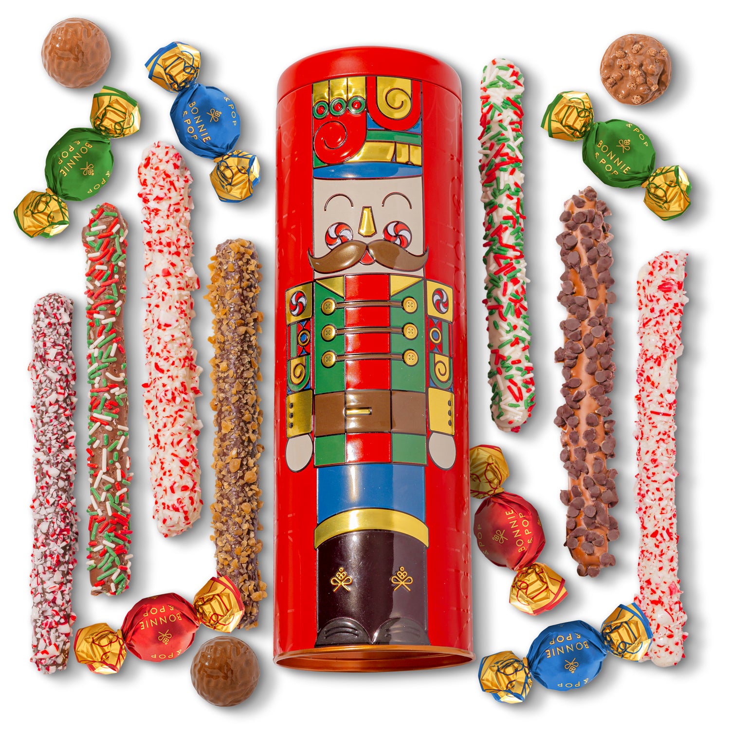 Nutcracker Chocolate-Covered Pretzel Gift Tin – Gourmet Holiday Treats & Christmas Gift Idea