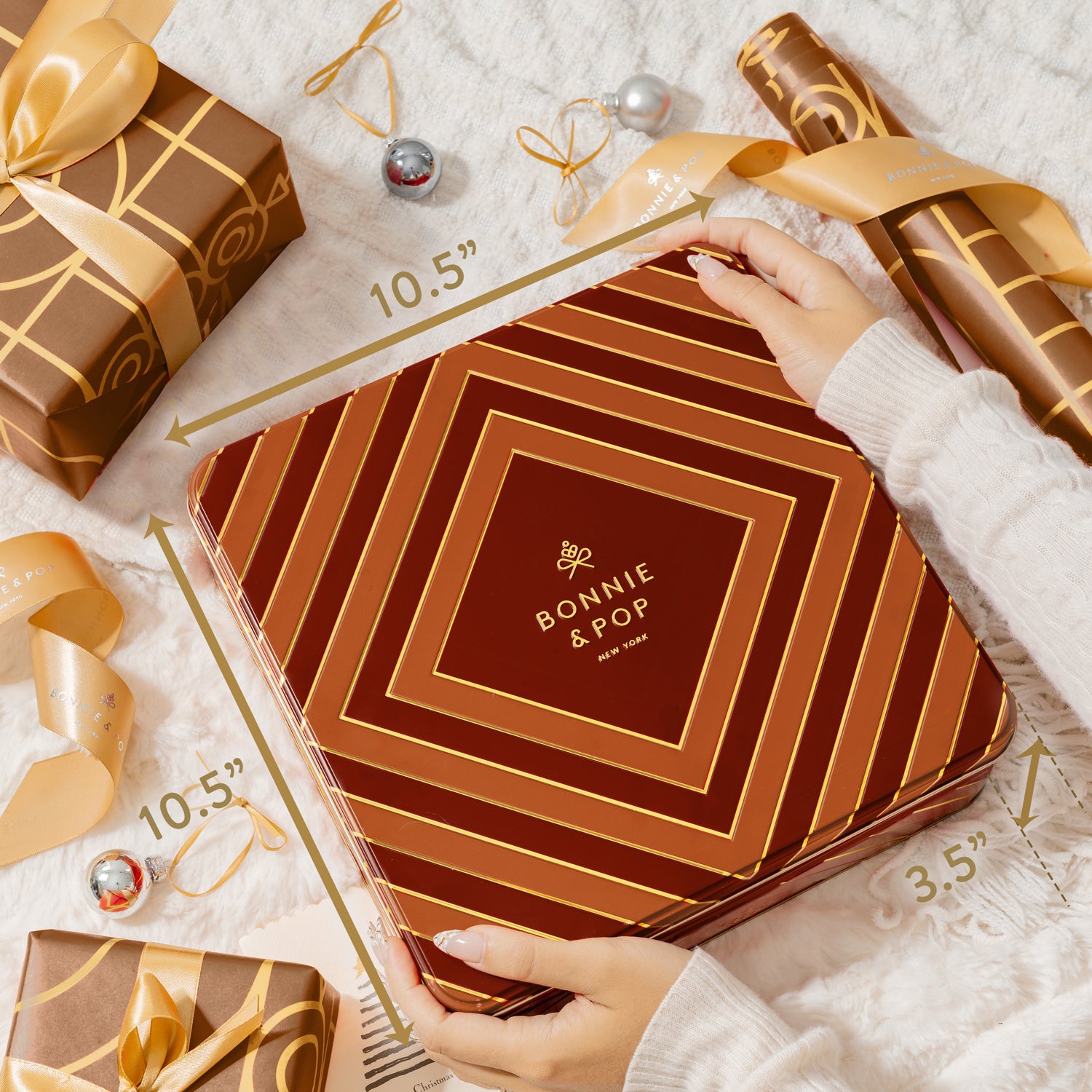 Holiday Gift Basket – Deluxe Thanksgiving Gift Box with Gourmet Chocolate & Nut Assortment in Gold Tin