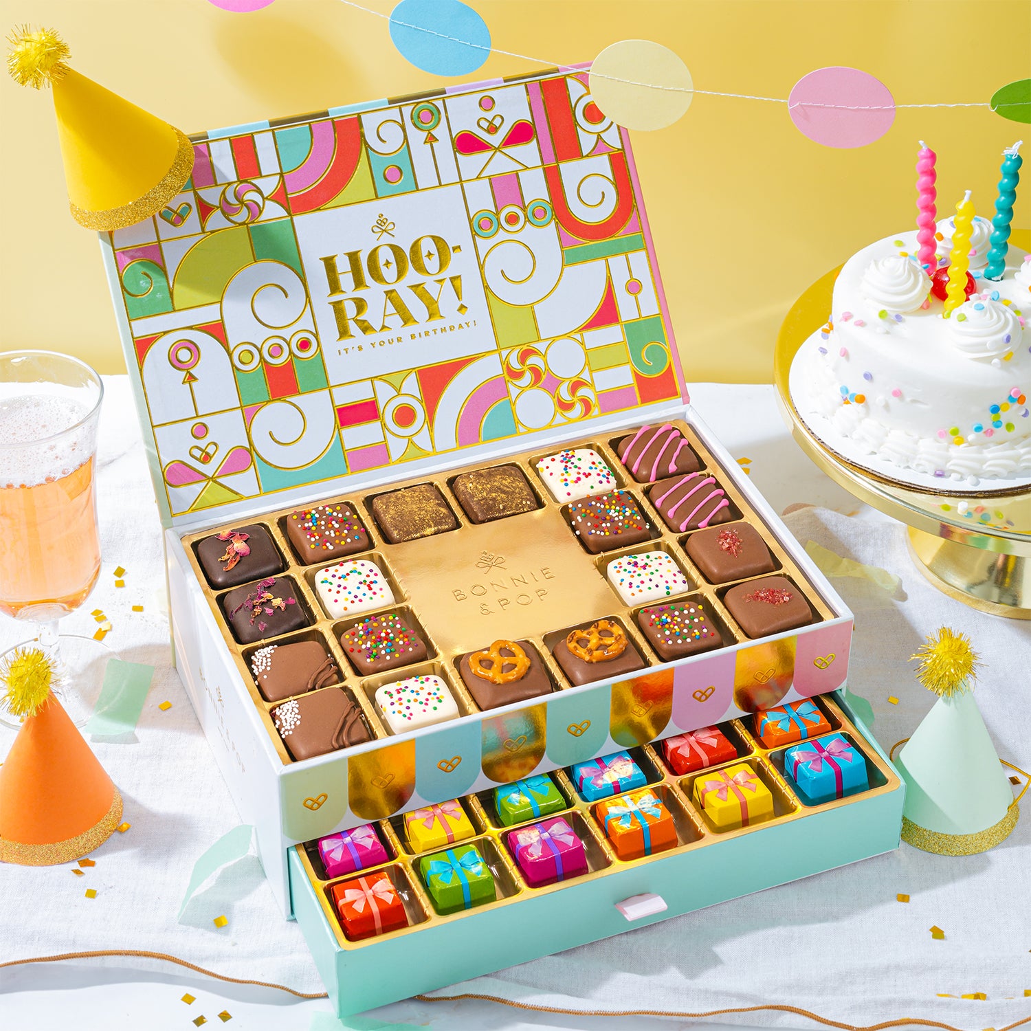 Birthday Chocolate Gift Basket – Gourmet Chocolate Birthday Gift Box with Assorted Truffles, Caramels & Pretzels | Happy Birthday Food Gift for Men, Women, Family & Office