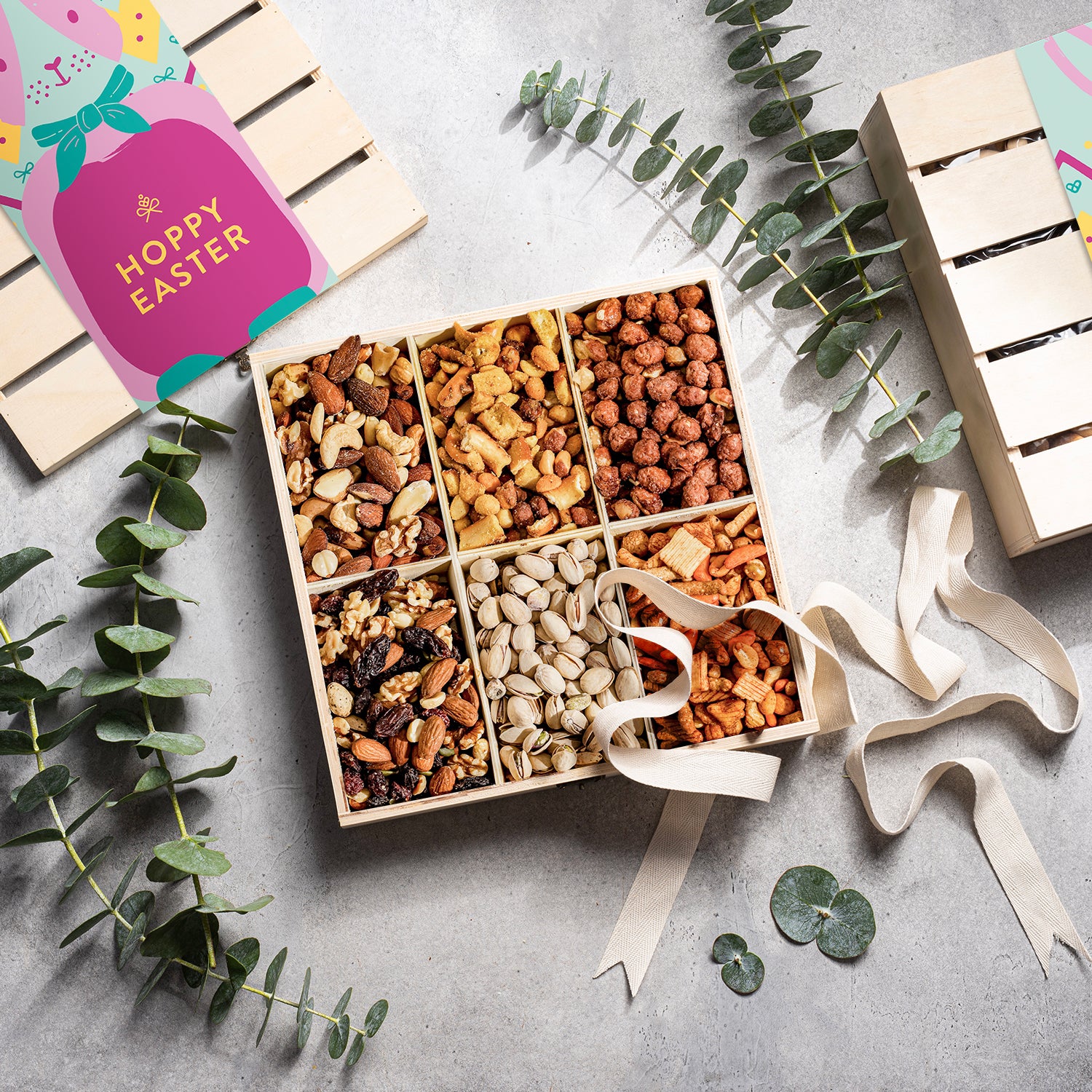 Easter Gift Basket – Gourmet Easter Snack Gift with Assorted Nuts | Sweet and Salty Easter Gift for Family, Friends & Adults