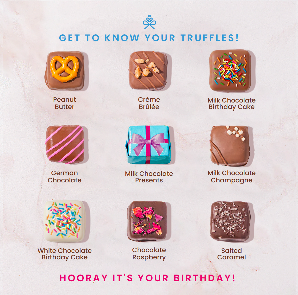 Birthday Chocolate Gift Basket – Gourmet Chocolate Birthday Gift Box with Assorted Truffles, Caramels & Pretzels | Happy Birthday Food Gift for Men, Women, Family & Office