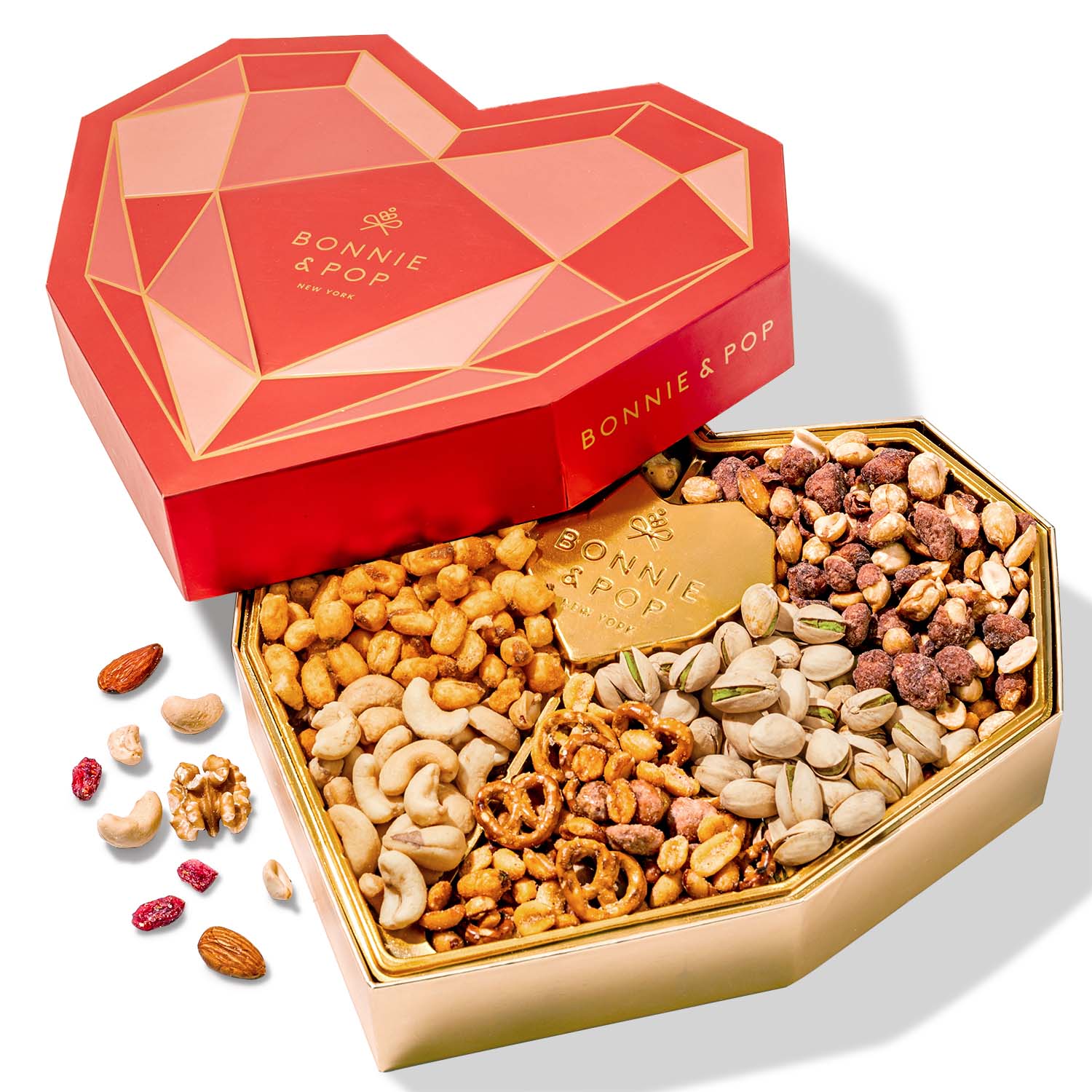 Valentine's Day Gift Basket, Heart Box with Gourmet Nuts Assortment