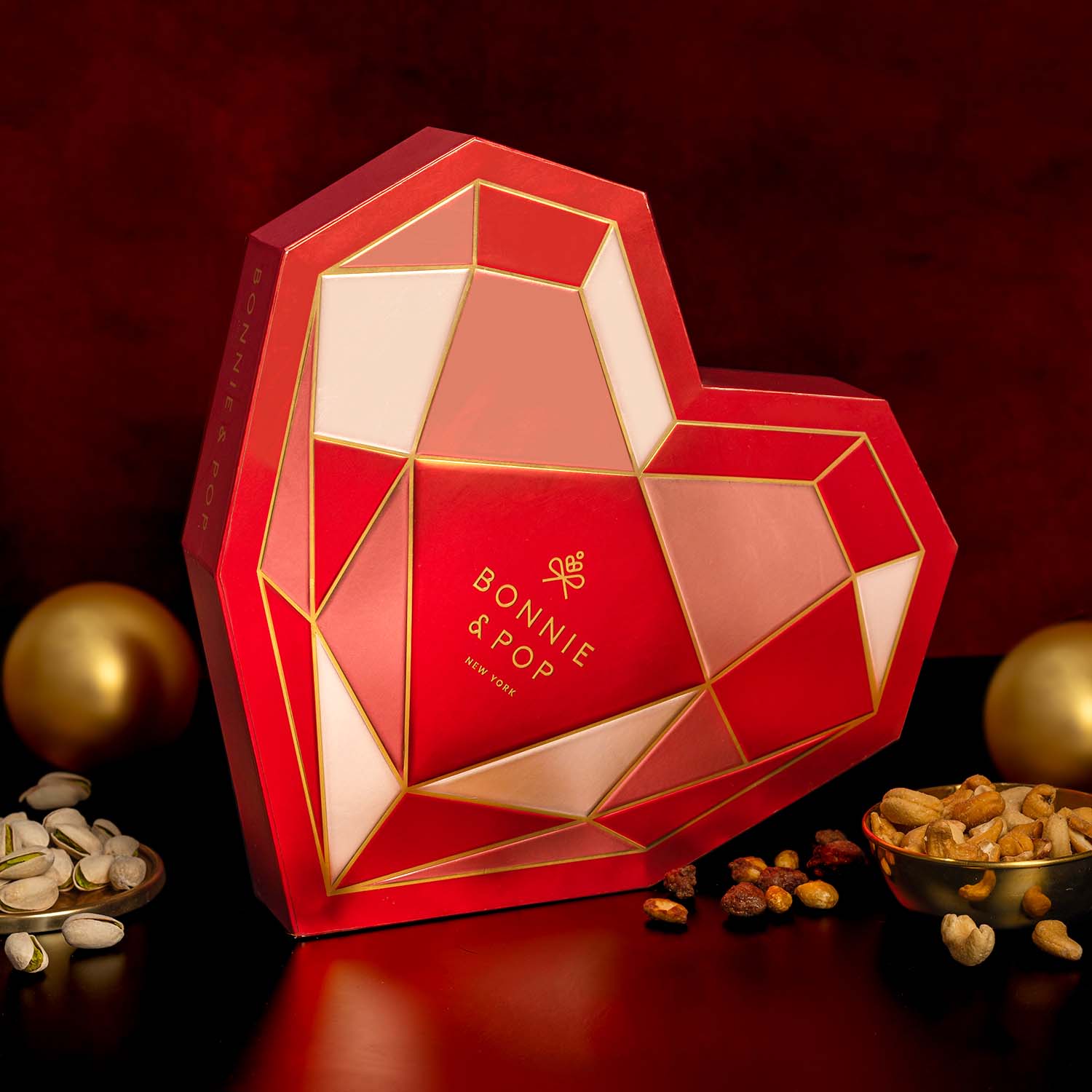 Valentine's Day Gift Basket, Heart Box with Gourmet Nuts Assortment