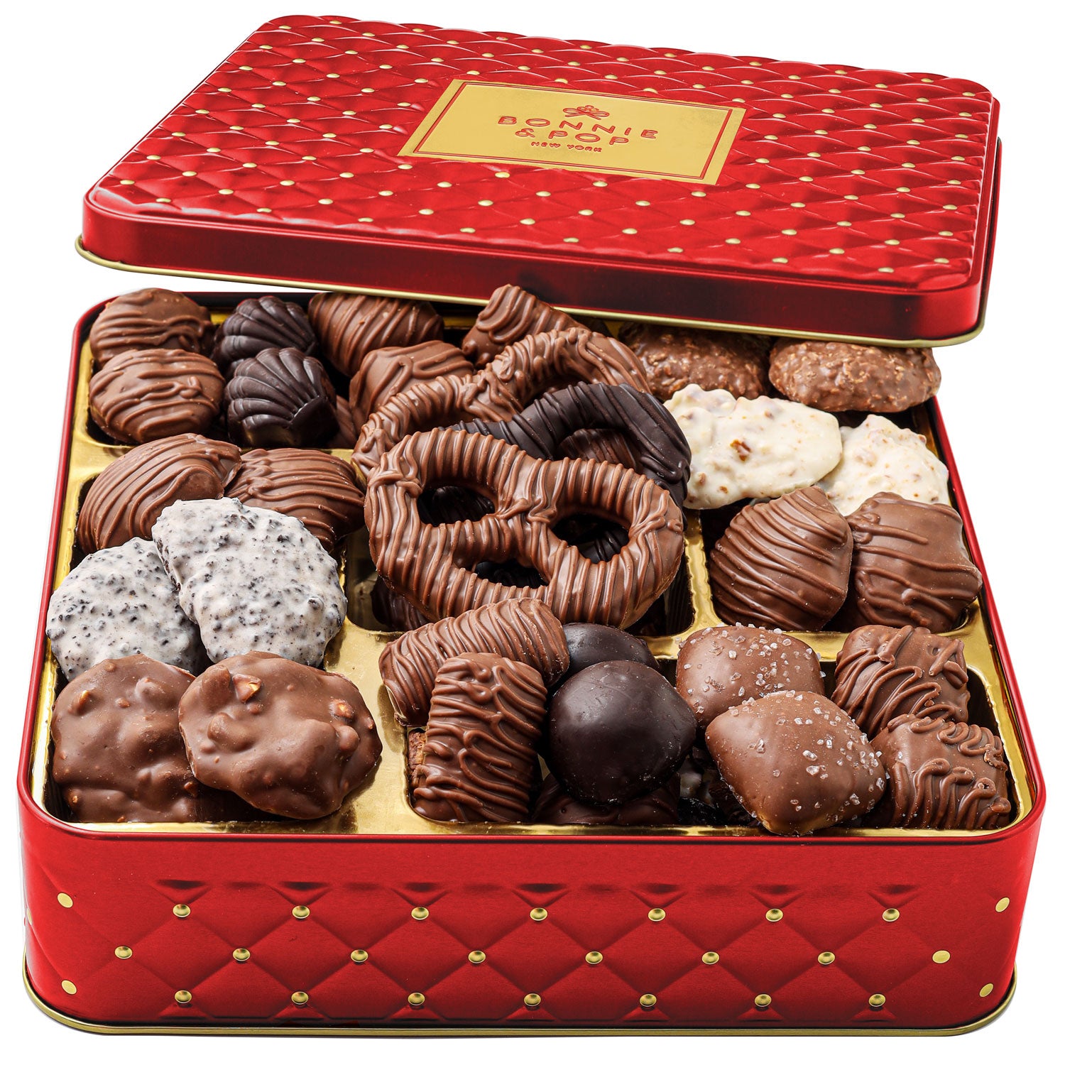 Chinese New Year Chocolate Gift – Gourmet Tin with Assorted Chocolates & Caramels in Red Tin for Lunar New Year