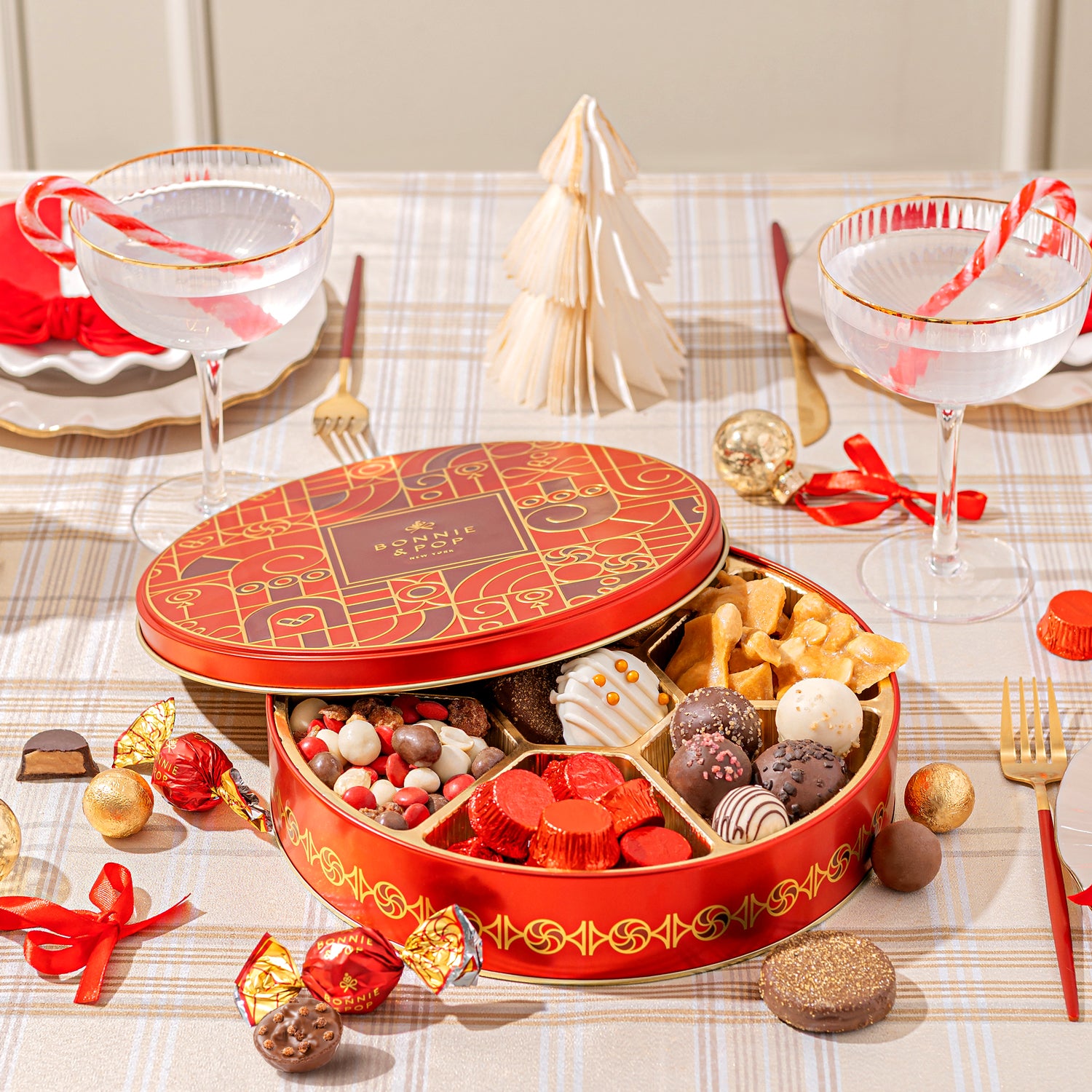 Christmas Gift Box – Holiday Treat Assortment with Gourmet Chocolates, Nuts & Caramels