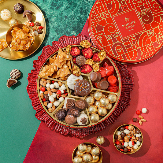 Christmas Gift Box – Holiday Treat Assortment with Gourmet Chocolates, Nuts & Caramels