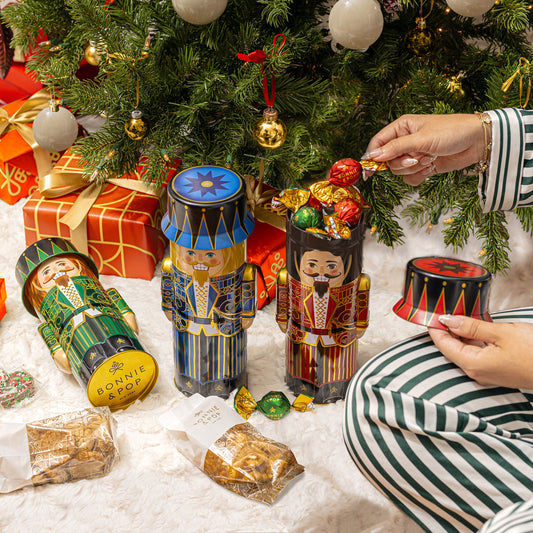 Christmas Gift Basket – Chocolate & Holiday Treat Trio in Nutcracker Toy Soldier Tins