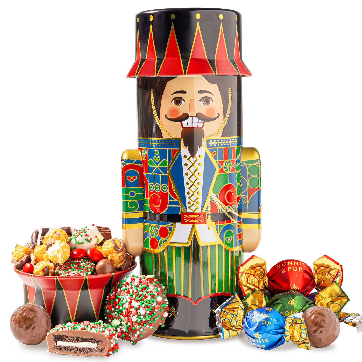 Christmas Gift Basket – Nutcracker Soldier Keepsake Tin Filled with Holiday Snack Mix
