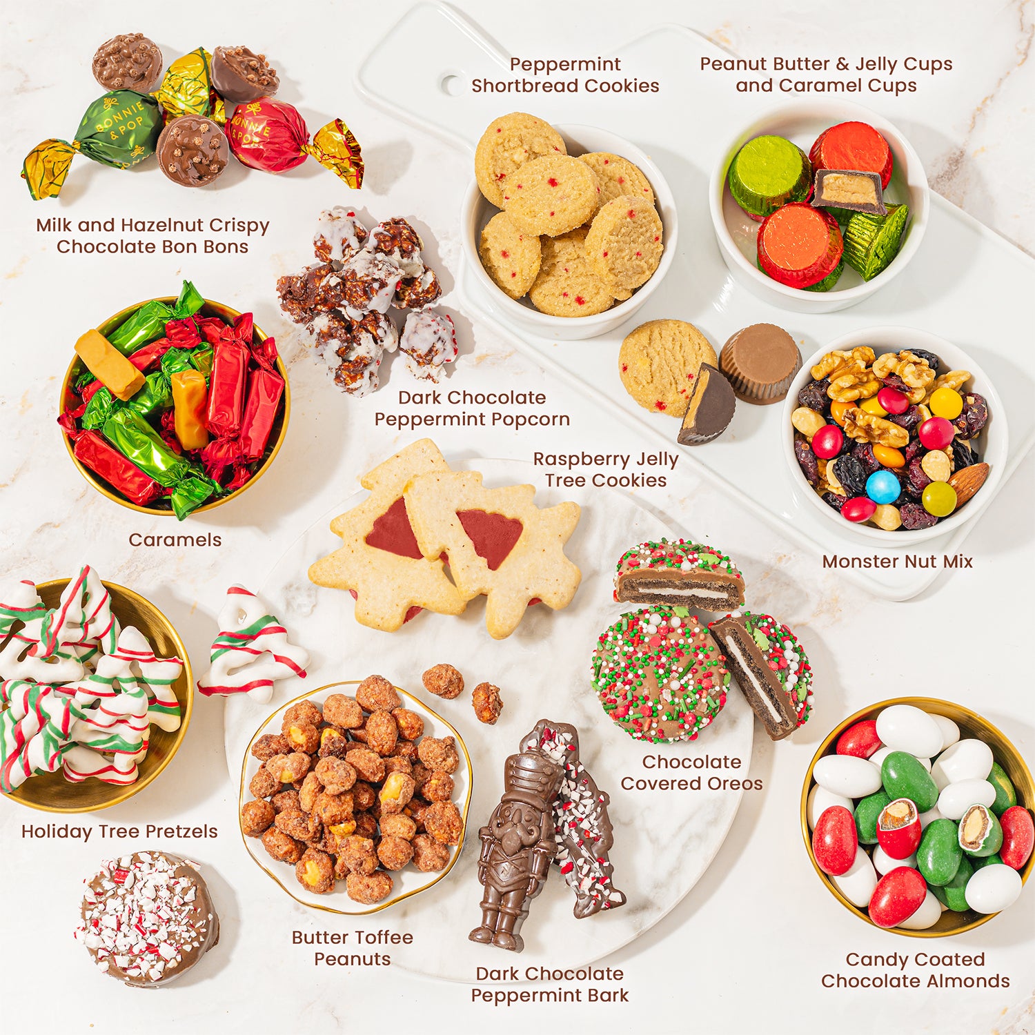 Christmas Gift Basket – Four-Tier Tower of Holiday Chocolates, Caramels & Treats