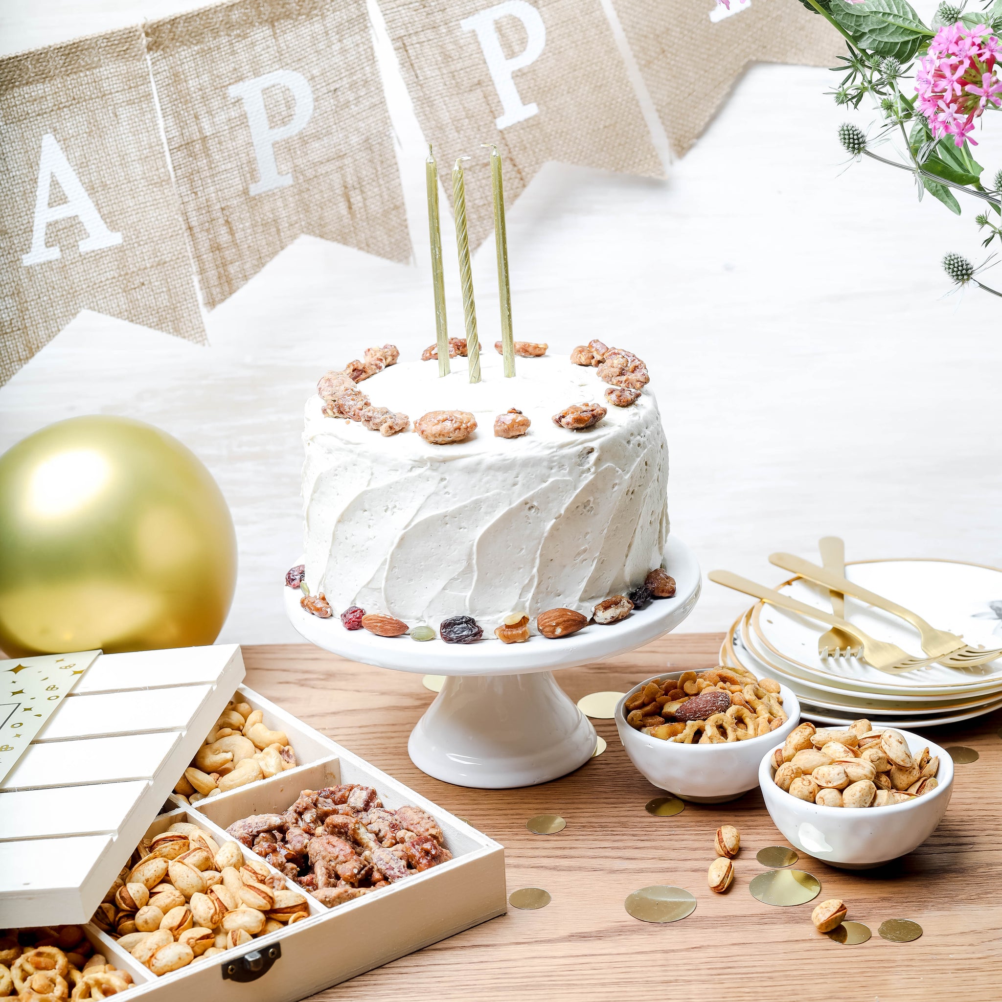 Birthday Nut Gift Crate – Gourmet Gift Box in a Rustic Wooden Box