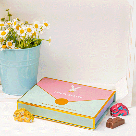 Easter Chocolate Greeting Card– Foil Wrapped Milk Chocolate Bunny Assortment