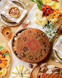 Festive Gift Tin Filled with Truffles, Pretzels & Gourmet Chocolates for Thanksgiving