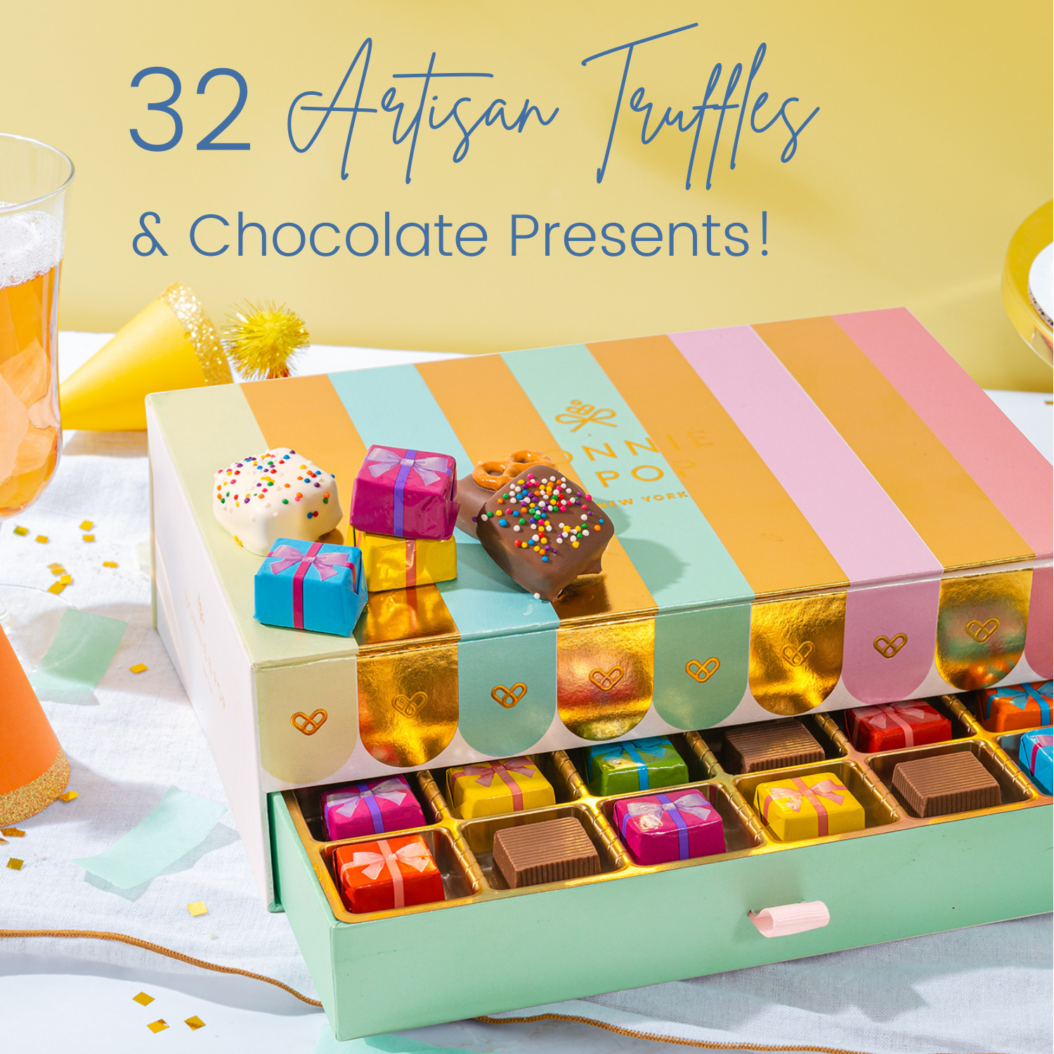 Birthday Chocolate Gift Basket – Gourmet Chocolate Birthday Gift Box with Assorted Truffles, Caramels & Pretzels | Happy Birthday Food Gift for Men, Women, Family & Office