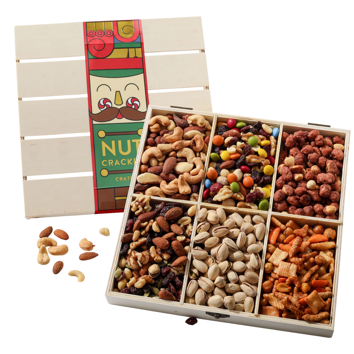 Nutcracker-Themed Wooden Crate with Gourmet Savory Snacks- Christmas Gift Basket