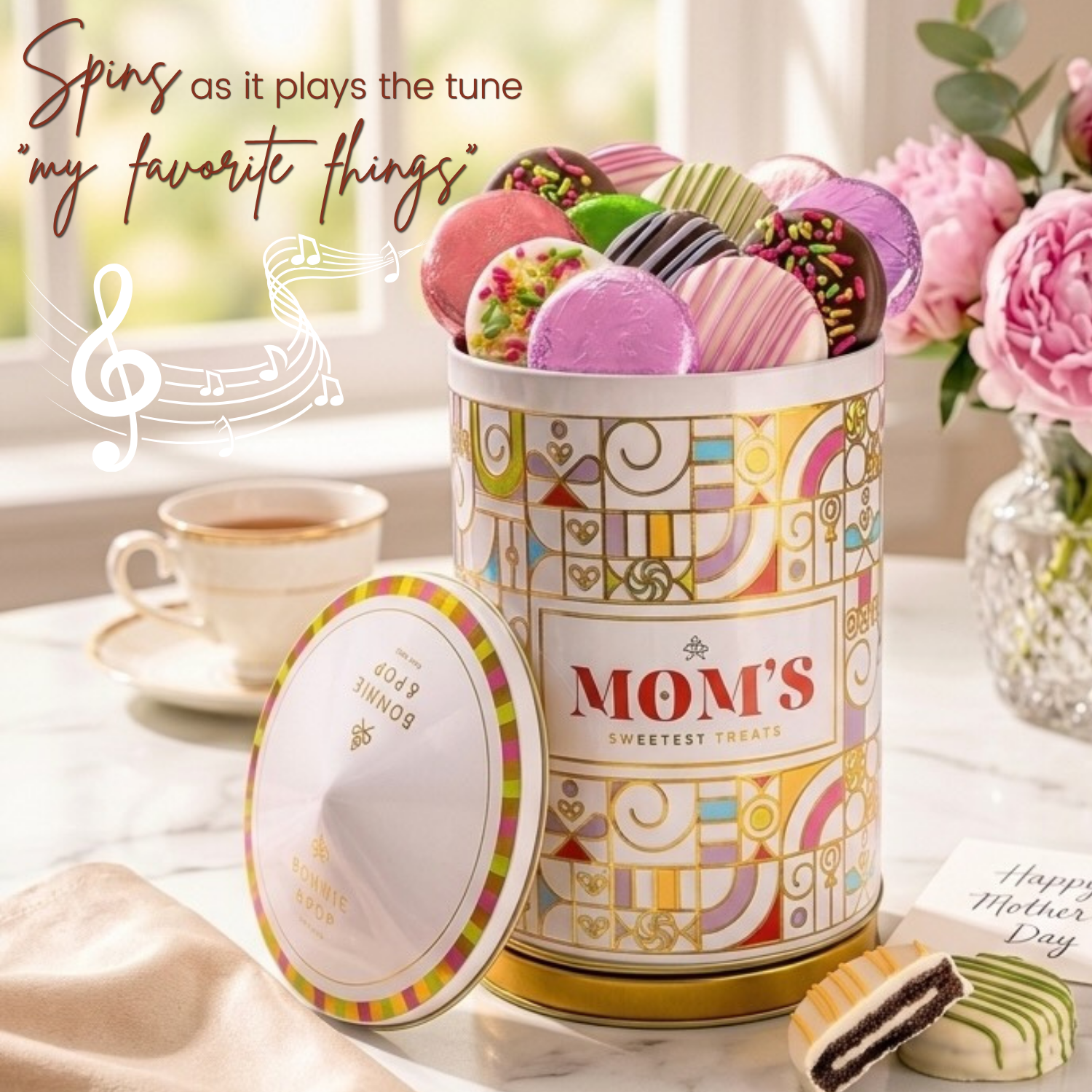 Mother’s Day Gift Basket – Musical Rotating Chocolate Carousel with Gourmet Chocolate Covered Oreos