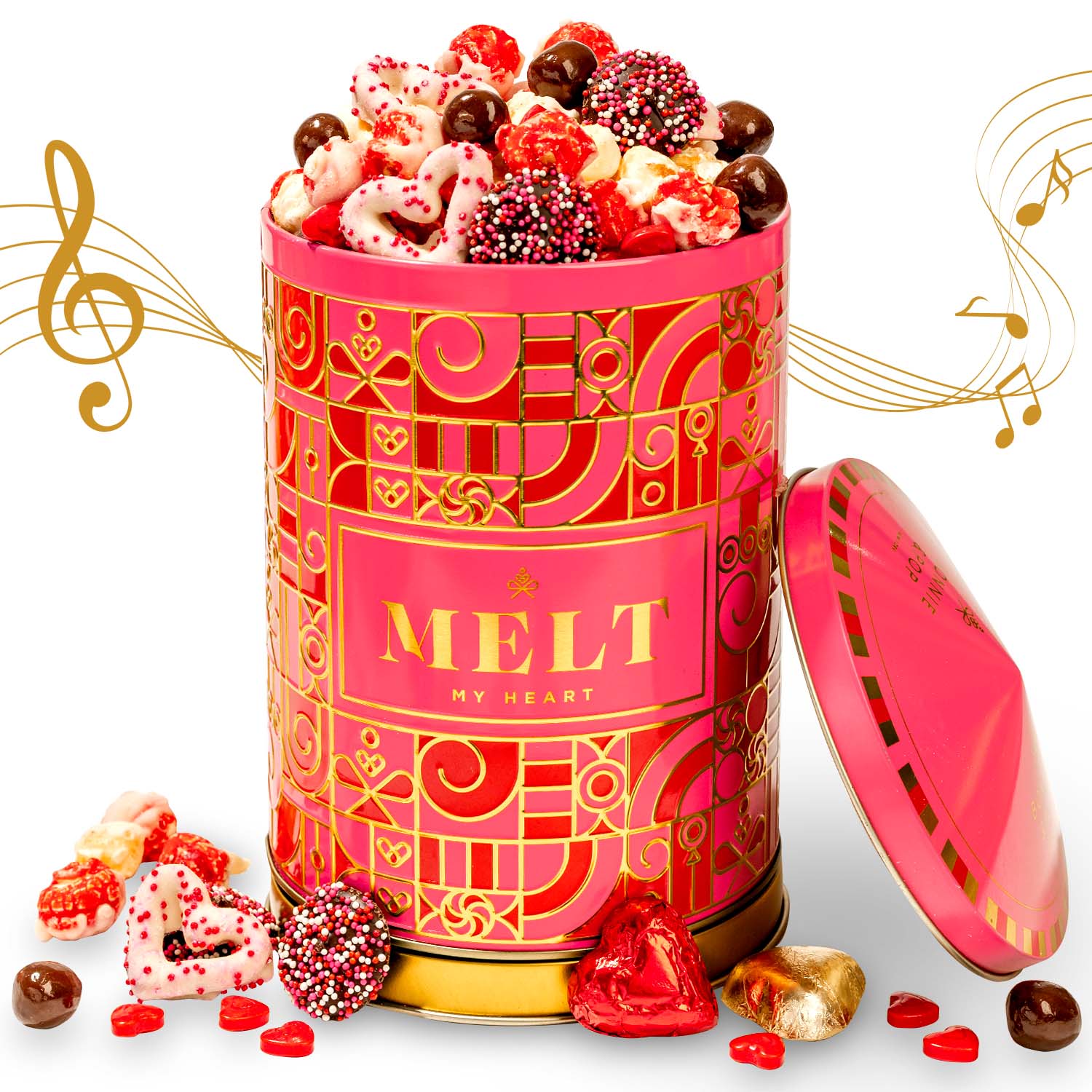 Valentines Day Gift Tin- Snack Assortment- Musical Gift Tin