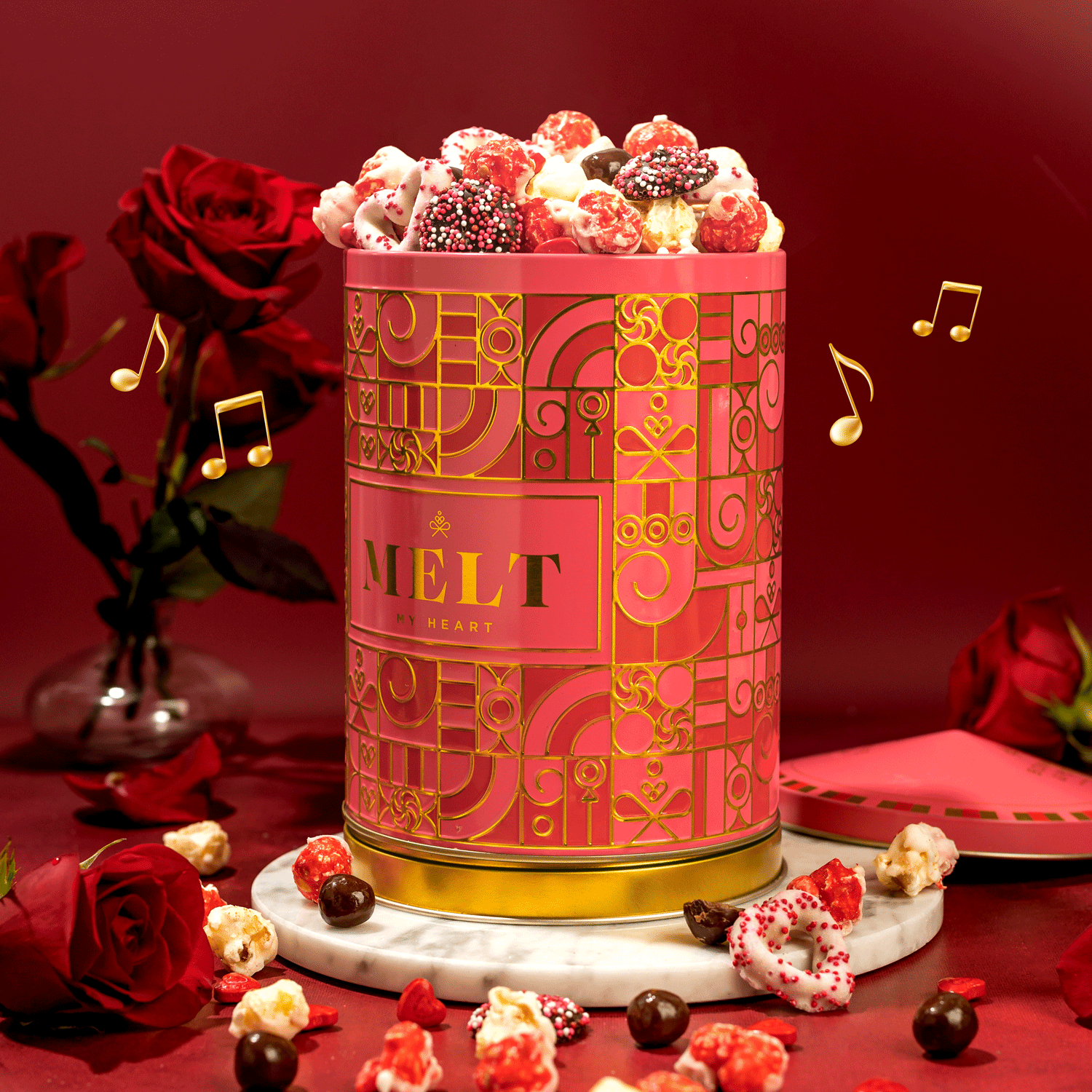 Valentines Day Gift Tin- Snack Assortment- Musical Gift Tin