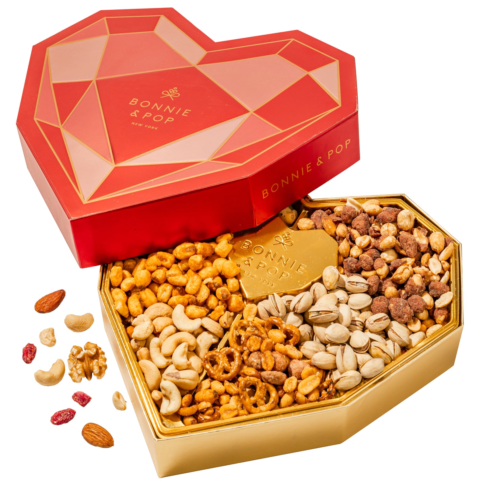 Valentine's Day Gift Basket, Heart Box with Gourmet Nuts Assortment