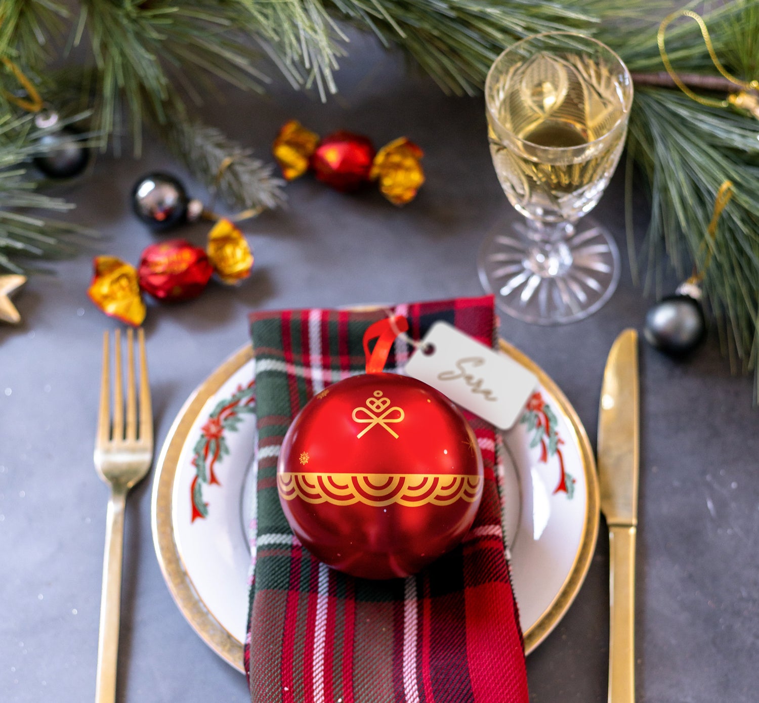 Christmas Gift- Festive Ornament Tins Filled with Gourmet Chocolate Bon Bons- Set of 3