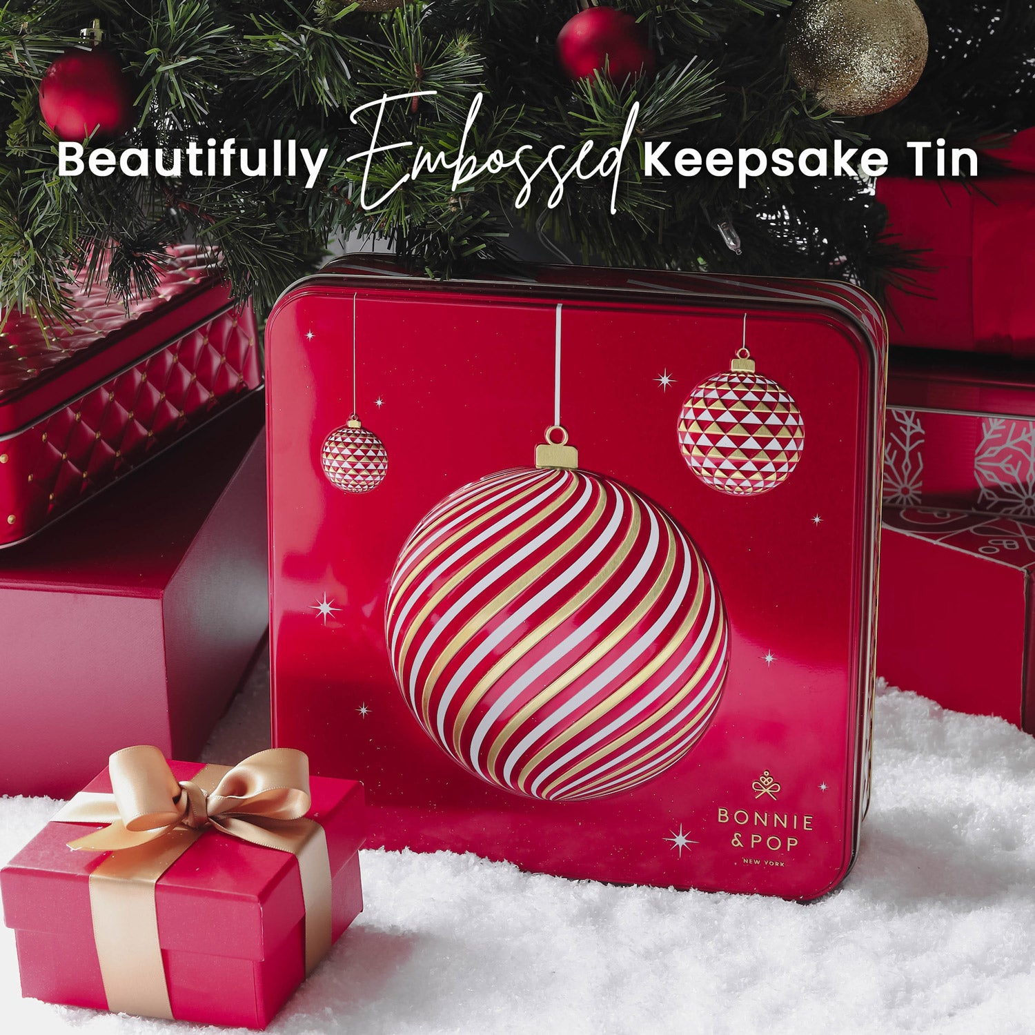 Christmas Gift Basket – Gourmet Holiday Treats in Ornament Tin