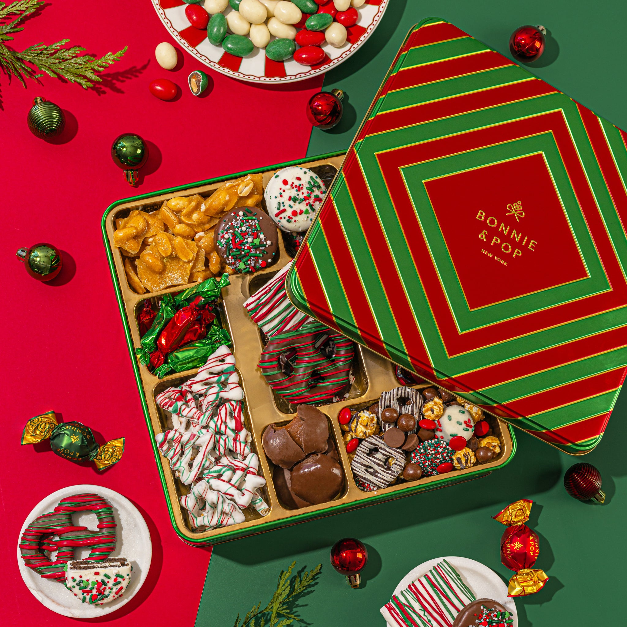 Christmas Tin with Assorted Holiday Treats- Extra Large