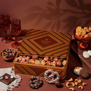 Holiday Gift Basket – Deluxe Thanksgiving Gift Box with Gourmet Chocolate & Nut Assortment in Gold Tin
