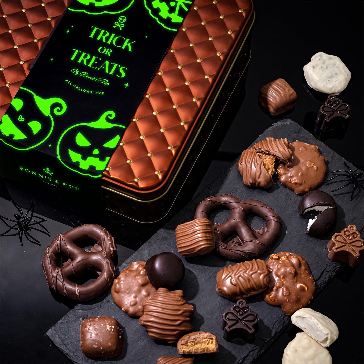 Halloween Chocolate Gift Basket, Glow-in-the-Dark Candy Tin – Bonnie & Pop