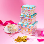 Make every birthday unforgettable. This three-tier birthday gift tower is packed with chocolates, cookies, nuts, and festive treats—beautifully wrapped and ready to wow.