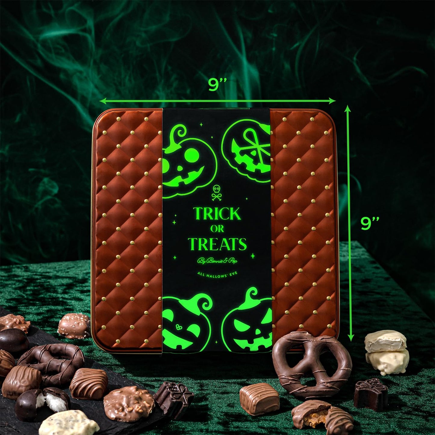 Halloween Chocolate Gift Basket, Glow-in-the-Dark Candy Tin – Bonnie & Pop