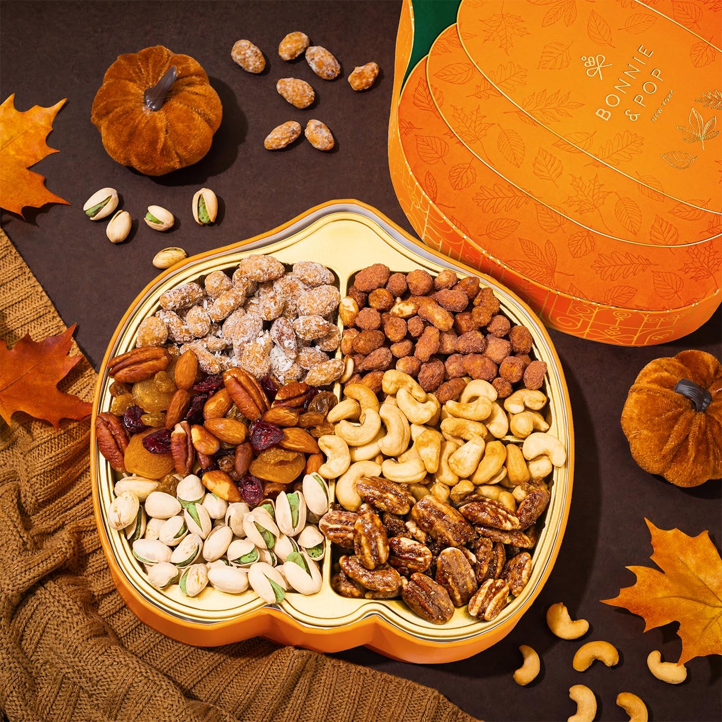 Fall Nut Gift Basket in Pumpkin-Shaped Box – Bonnie and Pop