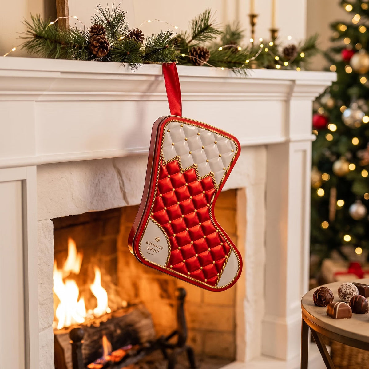 Christmas Chocolate Bon Bons Stocking Tin – Gourmet Holiday Gift