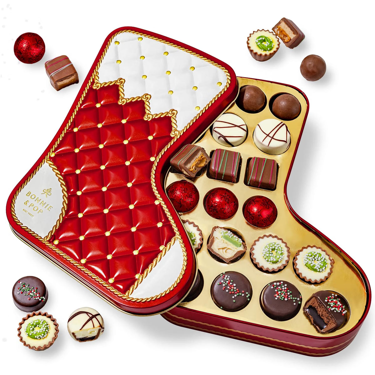 Christmas Chocolate Bon Bons Stocking Tin – Gourmet Holiday Gift