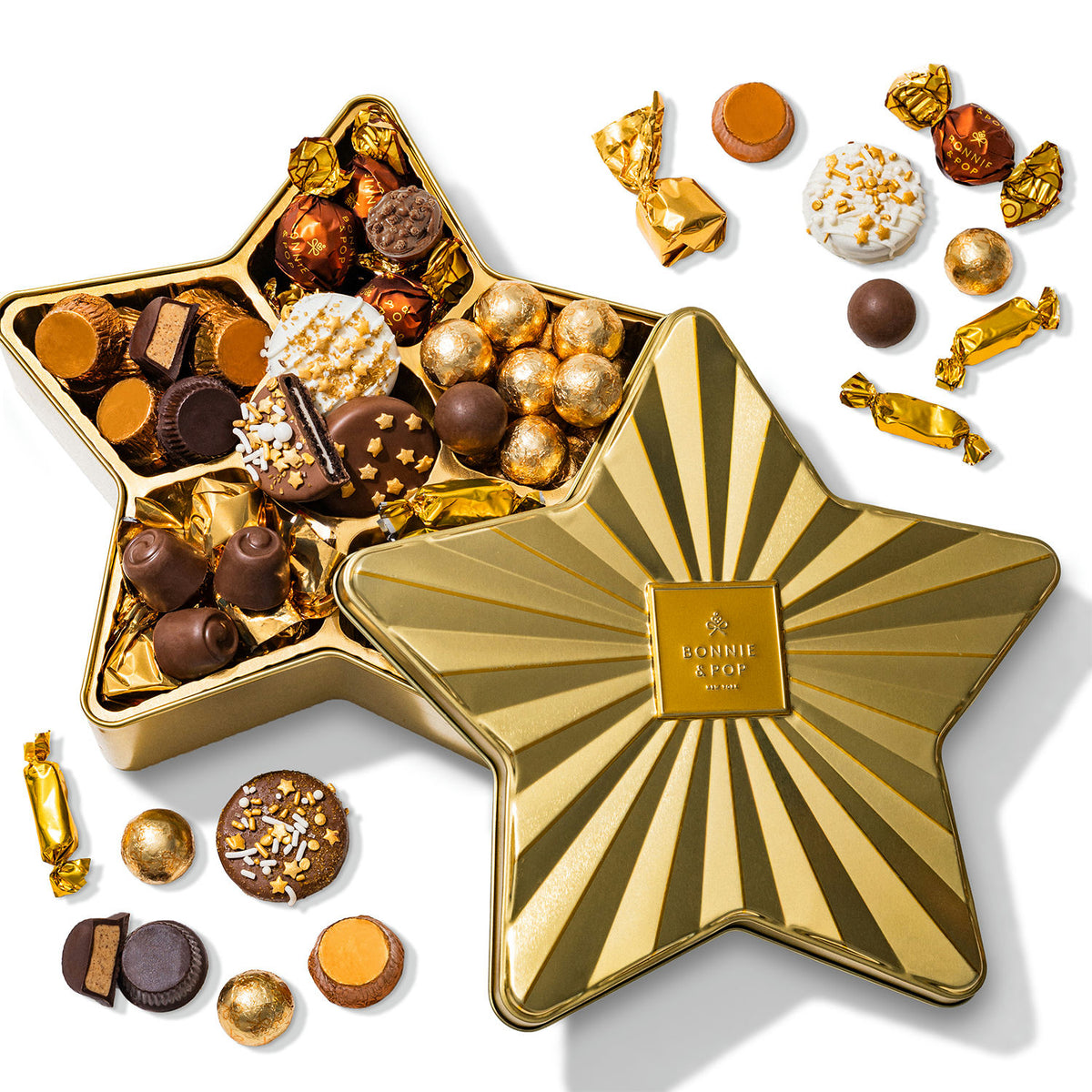 Christmas Chocolate Bon Bons Star Tin – Gourmet Holiday Gift