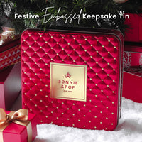 Chocolate Christmas Gift – Gourmet Holiday Tin with Assorted Chocolates & Caramels in Red Tin