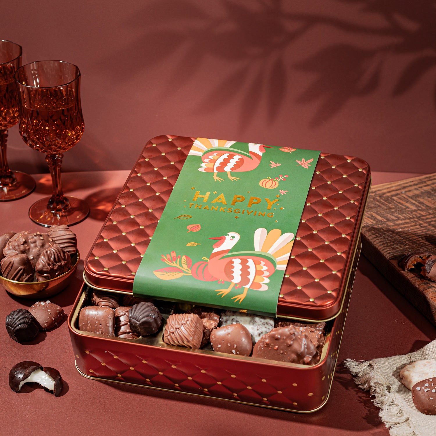 Thanksgiving Gift – Assorted Chocolate Gift Tin with Festive Sleeve