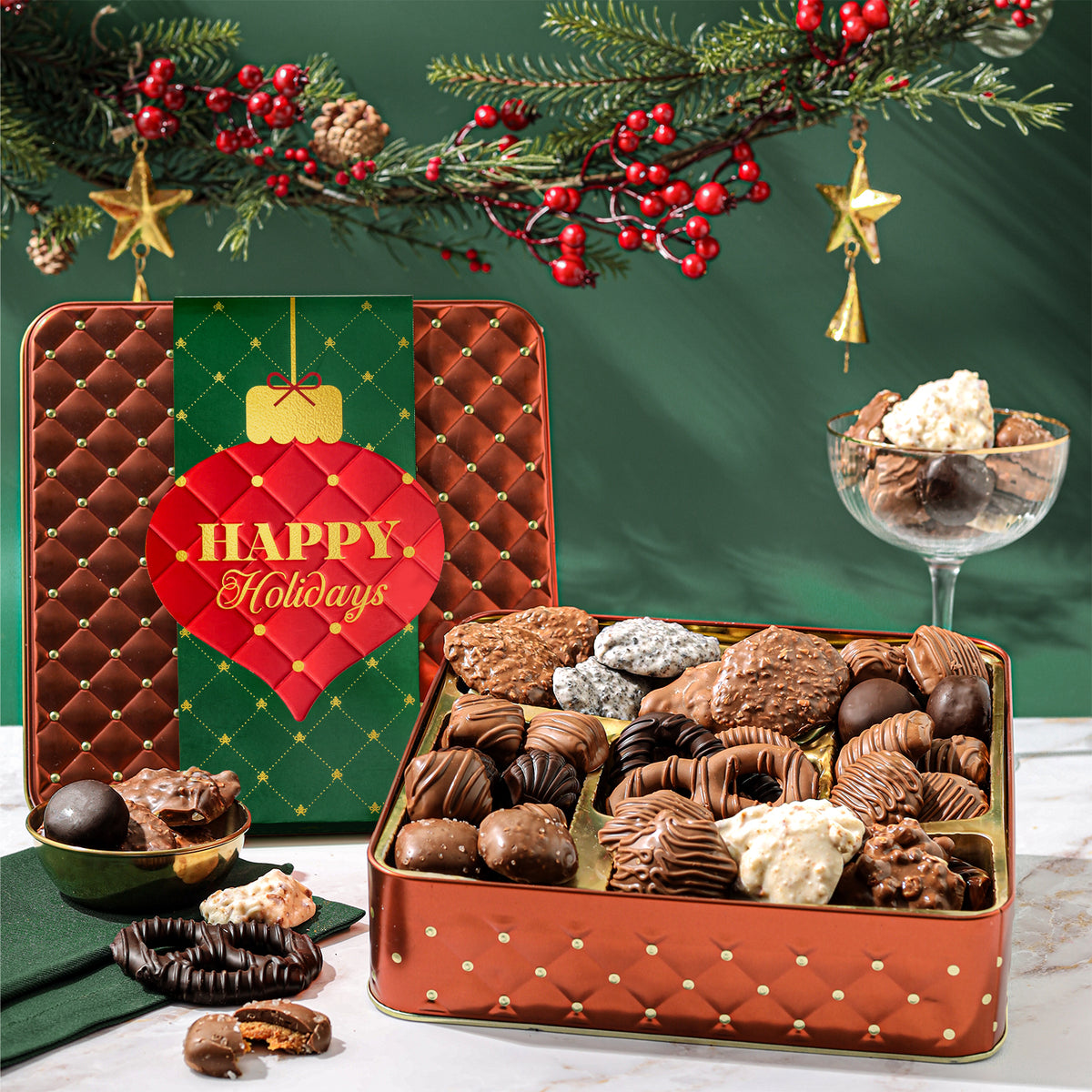 Christmas Chocolate Gift Box – Gourmet Holiday Chocolate Assortment with Festive Sleeve