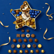 Christmas Chocolate Bon Bons Blue Star Tin – Gourmet Holiday Gift