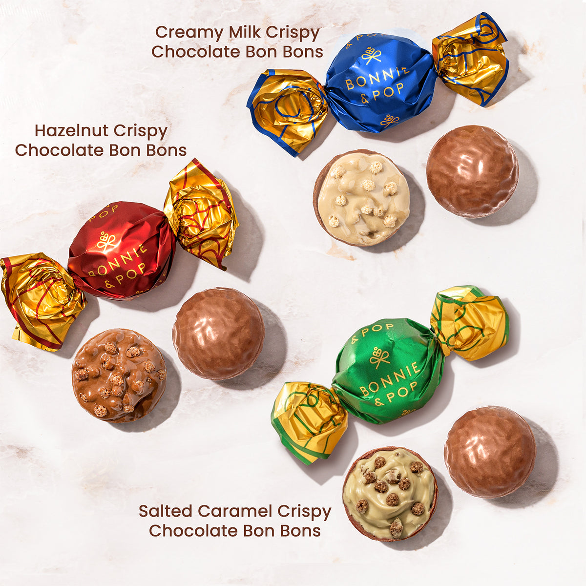 Christmas Chocolate Bon Bons Gift Tin – Hazelnut, Milk & Pistachio