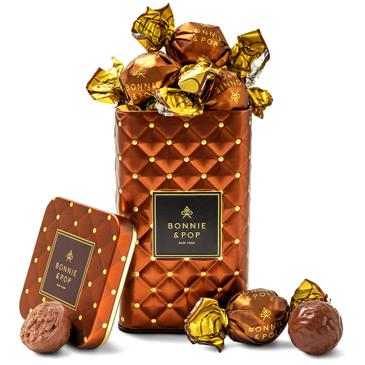 Luxury Chocolate Tins– Gourmet Chocolate Assortment, Premium Milk & Dark Chocolate Bonbons in Elegant Keepsake Tins