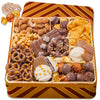 Holiday Gift Basket –  Deluxe Thanksgiving Gift Box with Gourmet Chocolate & Nut Assortment in Gold Tin- Bonnie and Pop