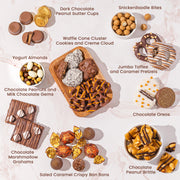 Chocolate and Snack Assortment Gift Basket – Deluxe Gift Box with Gourmet Chocolate & Nut Assortment in Gold Tin