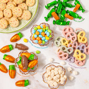 Easter Carrot Treat Tin Gift – Spring Candy Assortment with Caramels, Champagne Bubbles Candy, Candied Peanuts, Yogurt Pretzels & Shortbread Cookies