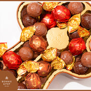 Christmas Gift – Gold Gingerbread Tin Filled with Festive Red & Gold Bon Bons