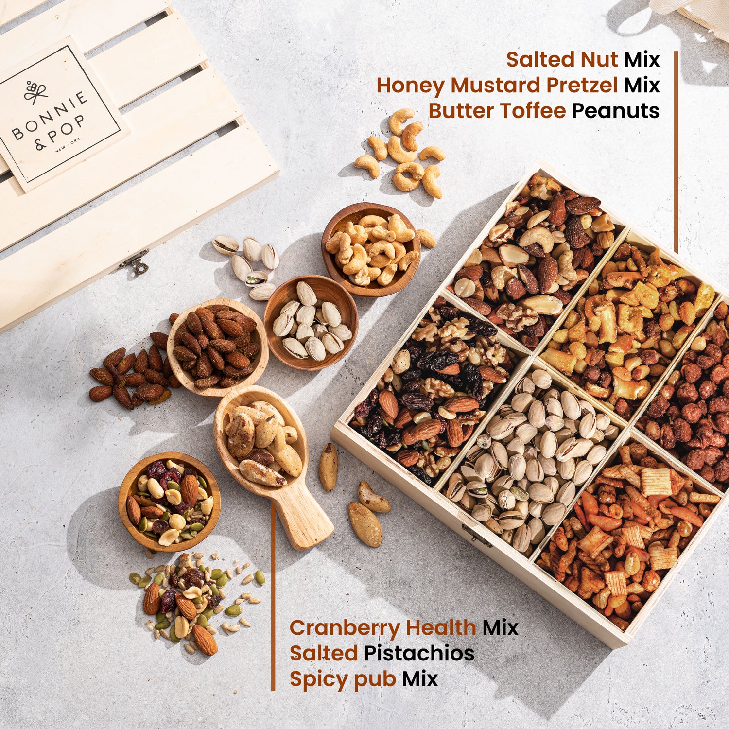 Birthday Nut Gift Crate – Gourmet Gift Box in a Rustic Wooden Box