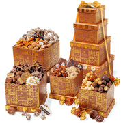 Chocolate Gift Tower – Gourmet Holiday Tower with Belgian Truffles, Caramels & Festive Treats