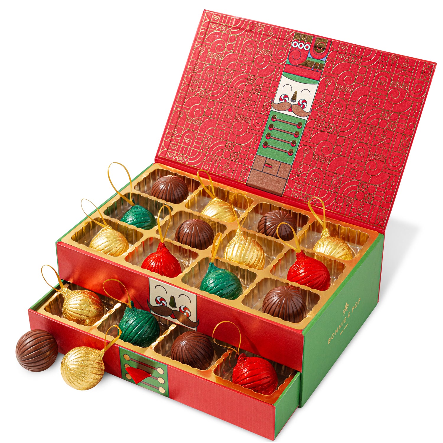 Nutcracker Ornament Chocolate Gift Box | Edible Chocolate Christmas Tree Ornaments | Bonnie & Pop