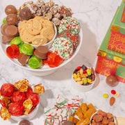 Christmas Gift Basket – Four-Tier Tower of Holiday Chocolates, Caramels & Treats