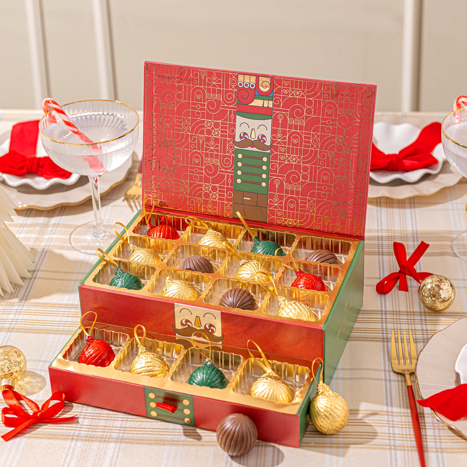 Nutcracker Ornament Chocolate Gift Box | Edible Chocolate Christmas Tree Ornaments | Bonnie & Pop